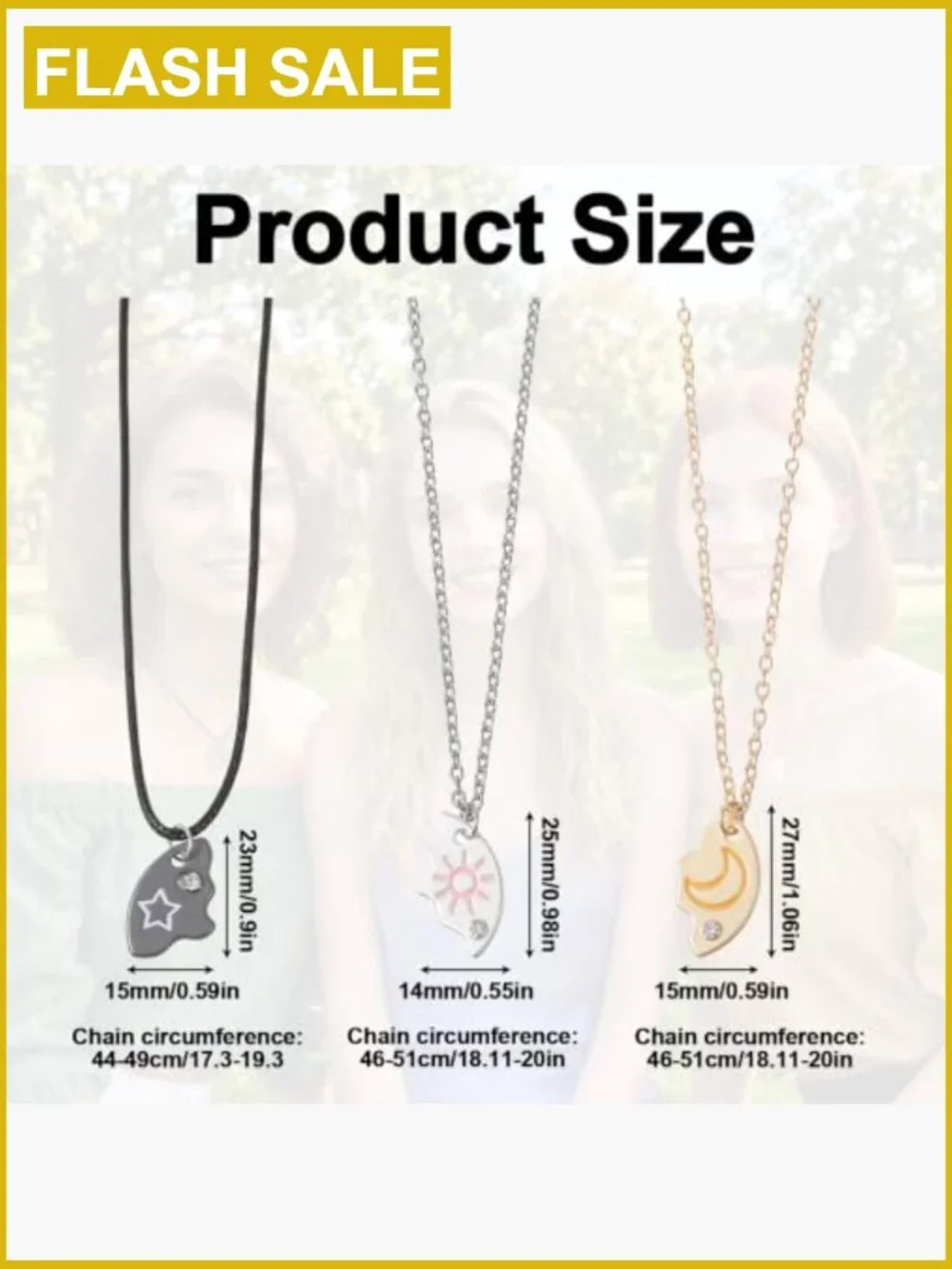 Sun Moon Star Friendship Puzzle Necklace Set for 3